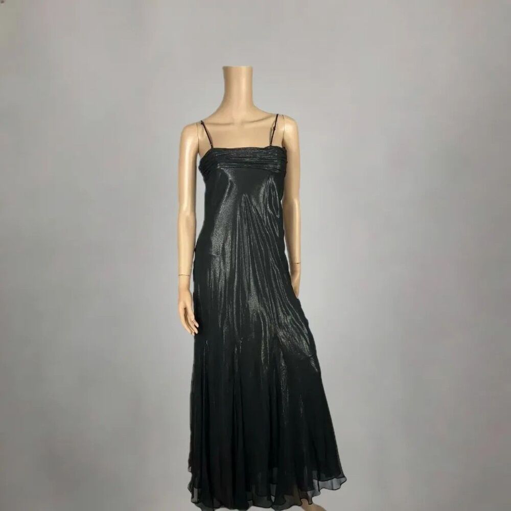 New BCBG Gun Metal Metallic Black Formal Gown Size 2 Small